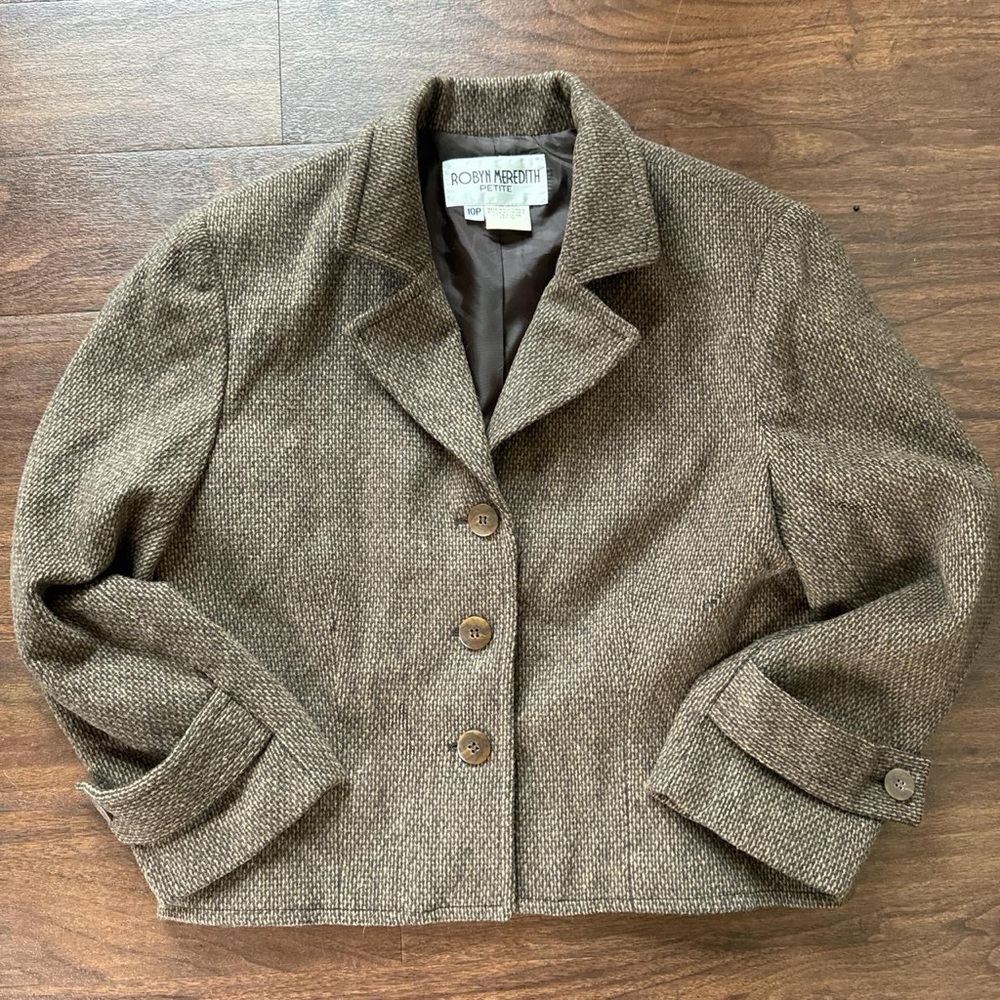 Women's Brown Tweed Cropped Jacket